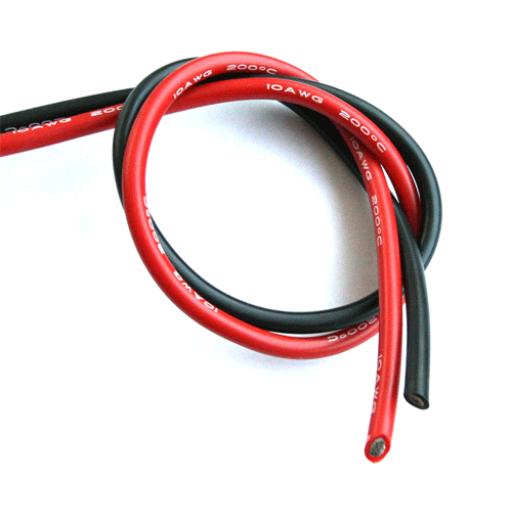 10 AWG High Current Flexible Wire - 50cms each RED & BLACK